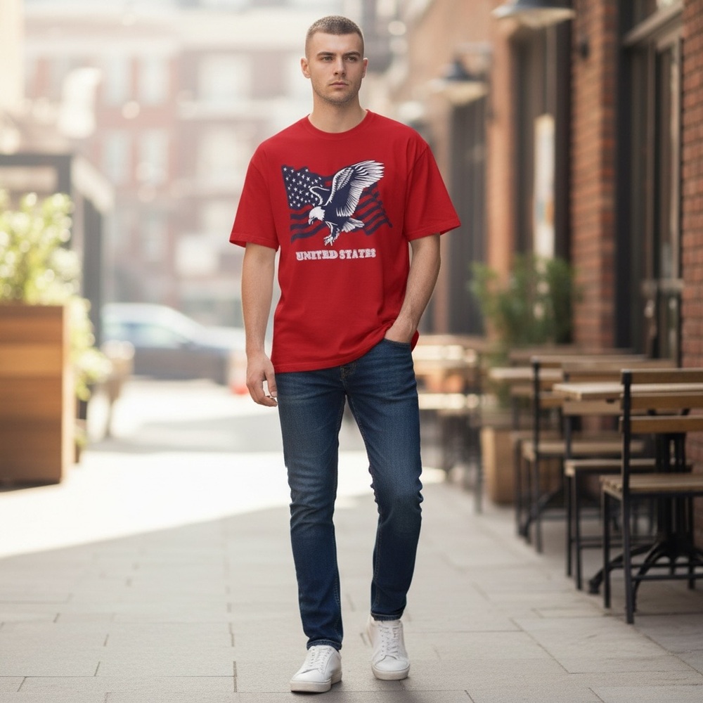 Extreme concepts mens medium american eagle unite states patriot red tee shirt